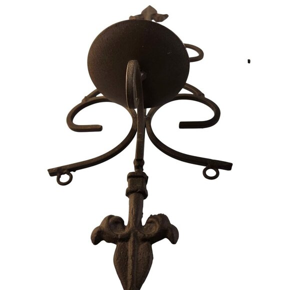 Wrought Iron Fleur-De-Lis Wall Sconces Set Of 2 Candle Holders Decorative Accent - Picture 7 of 8